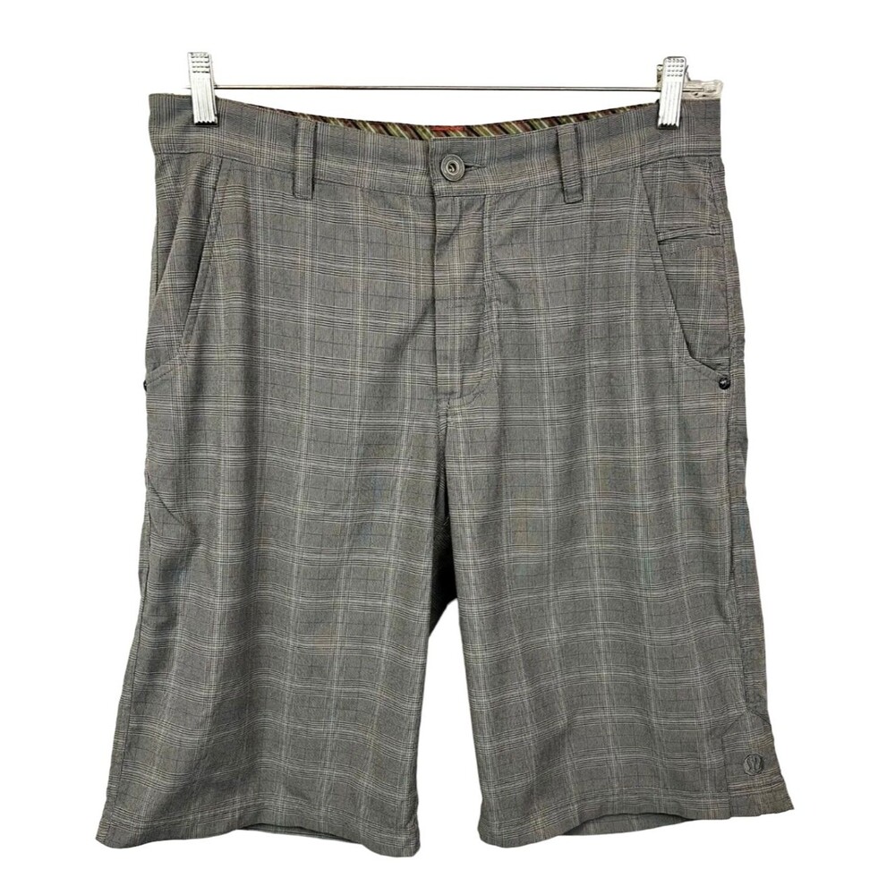 Lululemon Men's Brown Pattern Flat Front Bermuda Shorts Size 34 Active Golf